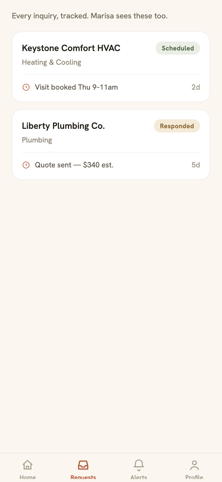 Tracked quote requests
